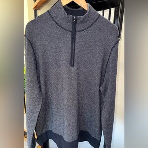 Vince Bird's Eye Wool & Cashmere Quarter Zip Sweater Size XL